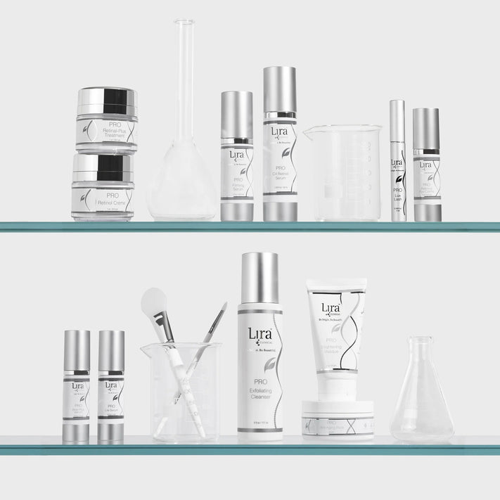 Lira Clinical Professional Skincare collection featuring advanced serums, creams, and treatments for professional skin care