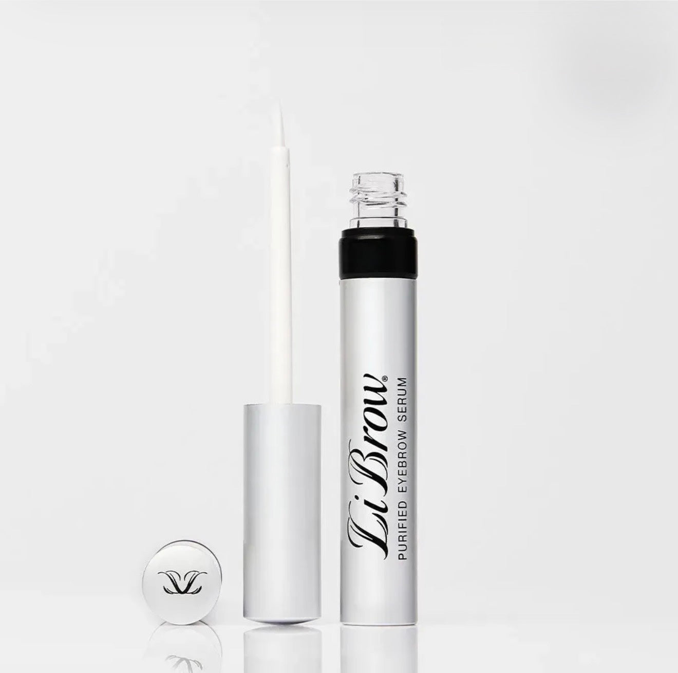Close-up of LiBrow Purified Eyebrow Serum showing precise applicator for easy eyebrow treatment

