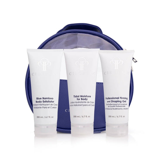 Close-up of Circadia Body Regimen Bundle showing each product for daily body care

