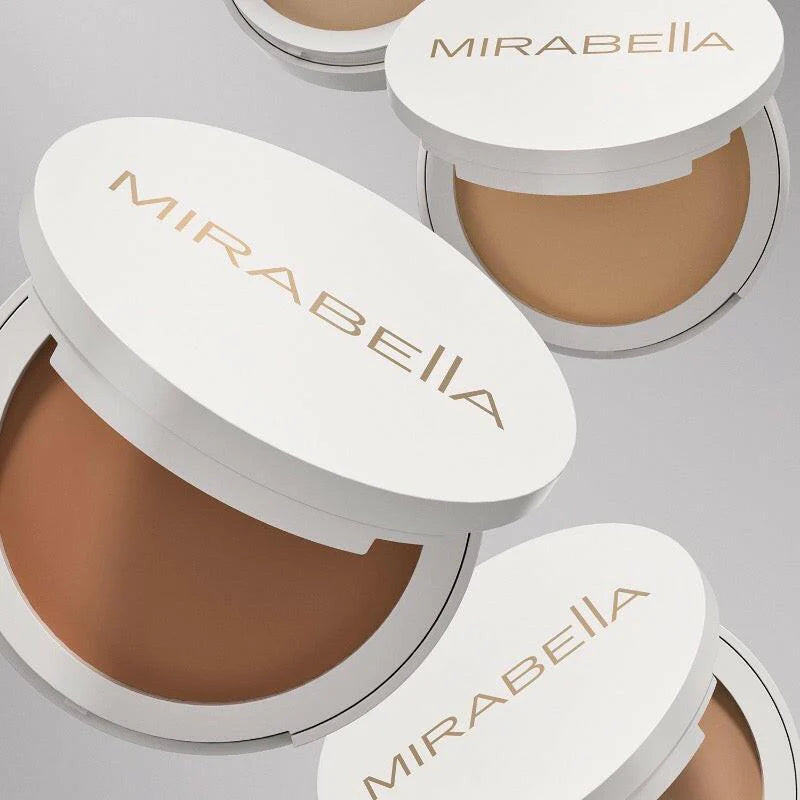 Mirabella Invincible For All Pure Powder Foundation in compact packaging for professional makeup use
