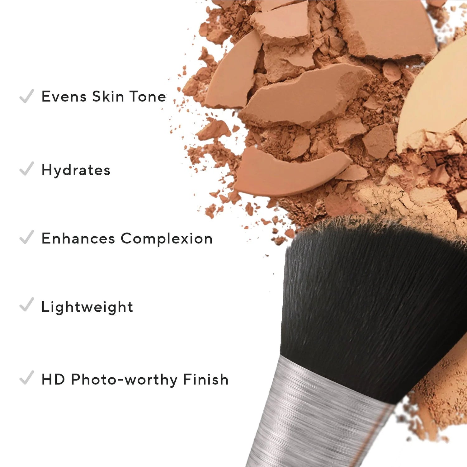 Close-up of Mirabella Invincible For All Pure Powder Foundation showing fine, blendable texture
