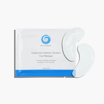 Bio-Therapeutic Hyaluronic Delivery Eye Masque packaging highlighting hyaluronic acid infusion for eye area hydration
