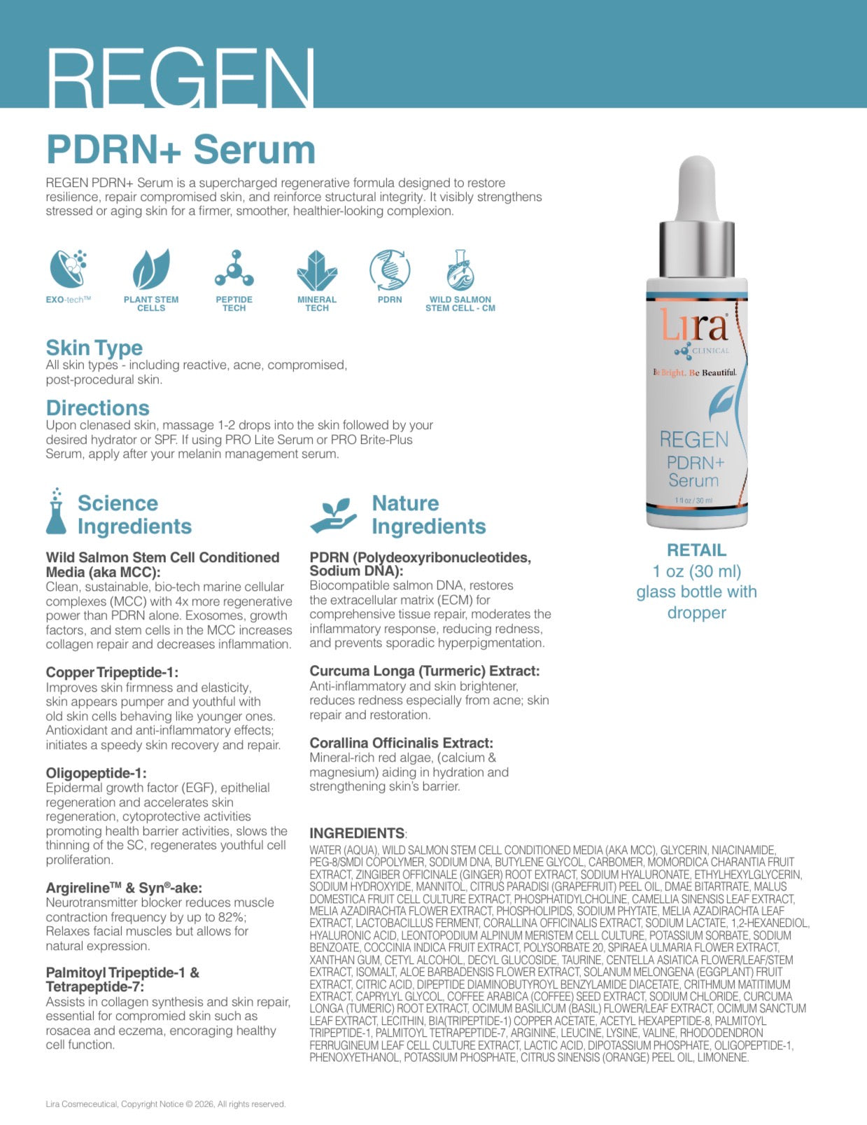 Lira Clinical REGEN PDRN+ Serum