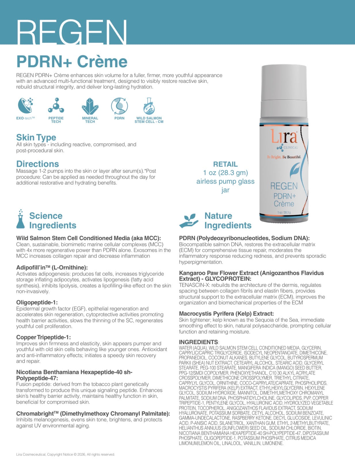 Lira Clinical REGEN PDRN+ Crème