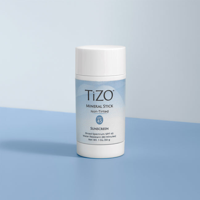 TiZO Mineral Stick Non-Tinted SPF 45 facial sunscreen stick for broad-spectrum sun protection
