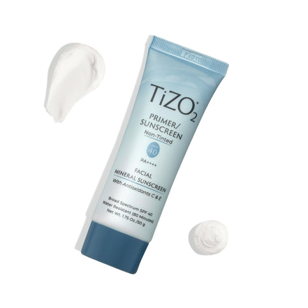 Close-up of TiZO2 Facial Primer Non-Tinted showing smooth, blendable non-tinted primer texture
