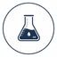 Simple, navy and white scientific beaker/flask icon