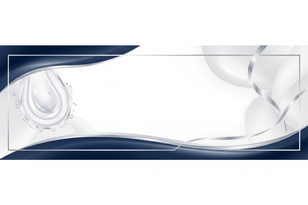 Skincare guide hero banner, Color scheme, navy, white, pale light gray, And the slightest hint of silver, no images